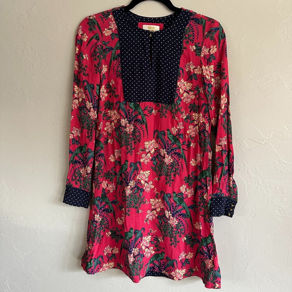 Anthropologie Maeve Tropical Bird Print Dress